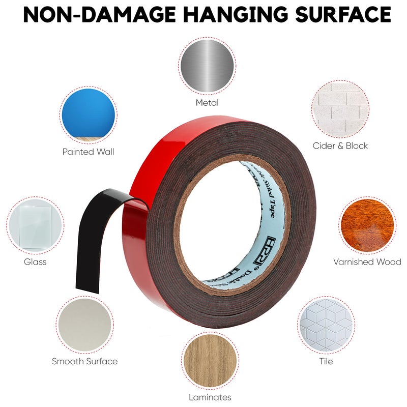 HpP شريط لاصق مزدوج الجوانب HPP، شريط قوي وعالي التحمل للاستخدام الداخلي والخارجي (1 بوصة × 16 قدم) - Image 4